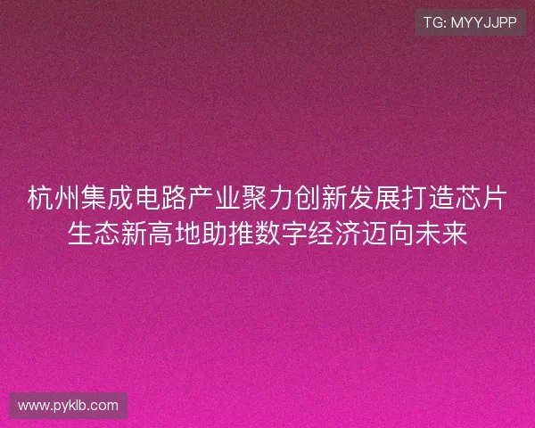 杭州集成电路产业聚力创新发展打造芯片生态新高地助推数字经济迈向未来